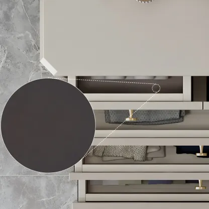 Minimalist White Wooden Double Dresser with Drawers for Home Image - 11