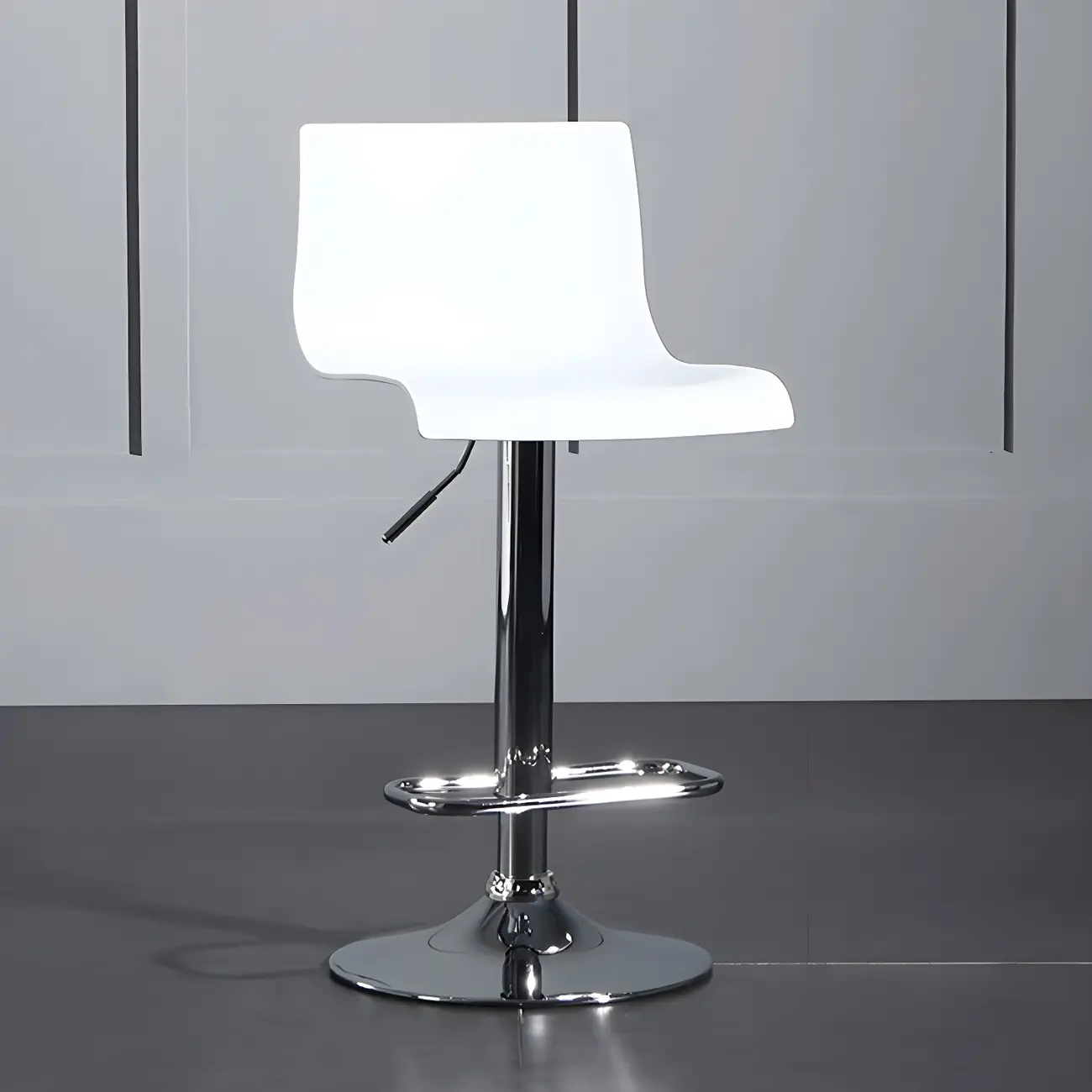 Modern Black Plastic Swivel Bar Stool with Backrest for Home Bar Image - 2 | homeyfad