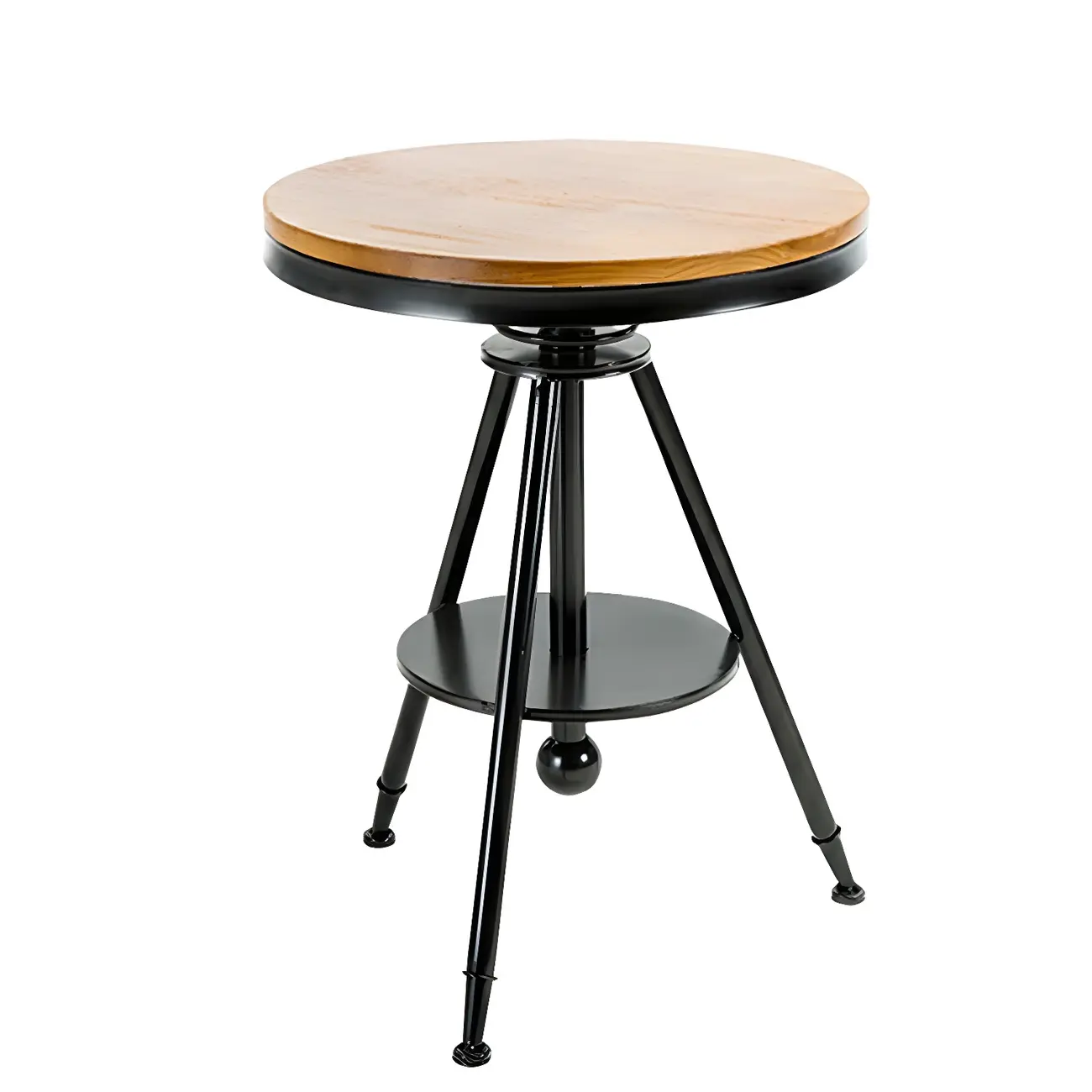 Adjustable Pine Wood Round Cocktail Bar Table for Home Bar Image - 5 | homeyfad