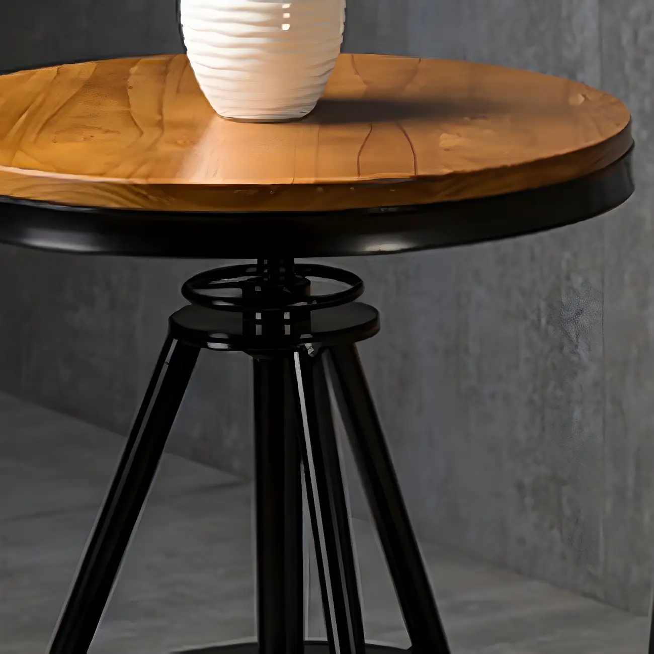 Adjustable Pine Wood Round Cocktail Bar Table for Home Bar Image - 7 | homeyfad