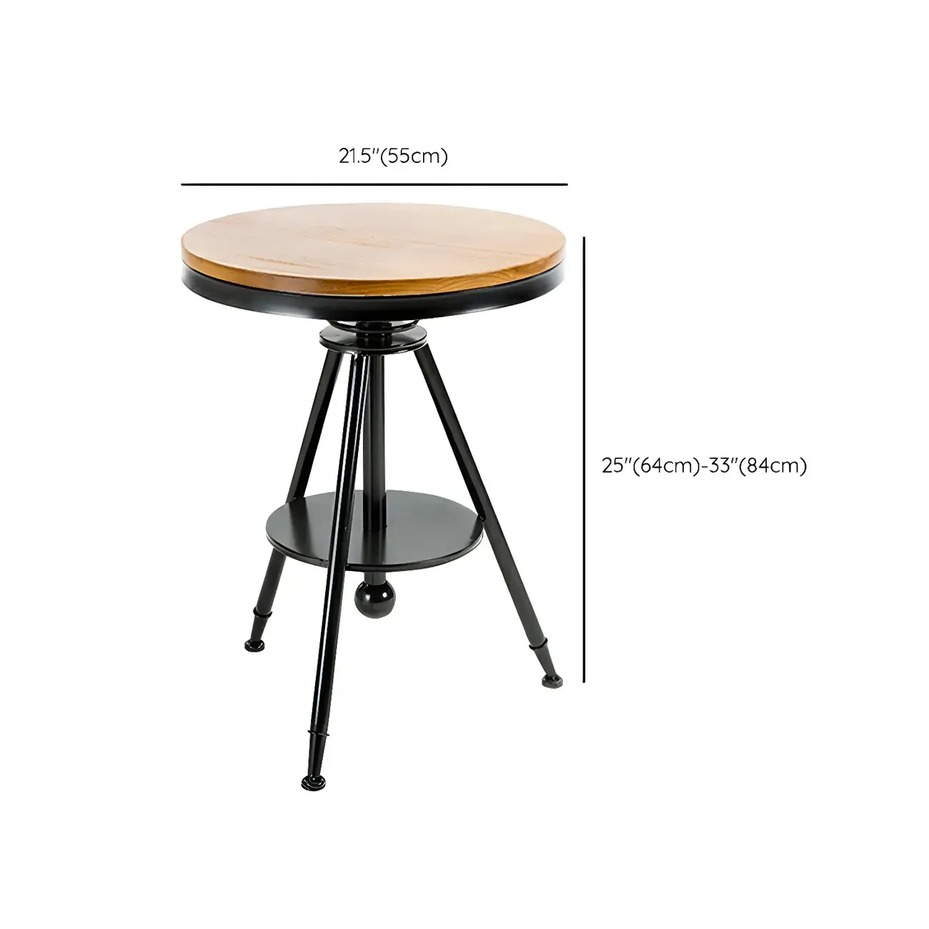 Adjustable Pine Wood Round Cocktail Bar Table for Home Bar #size