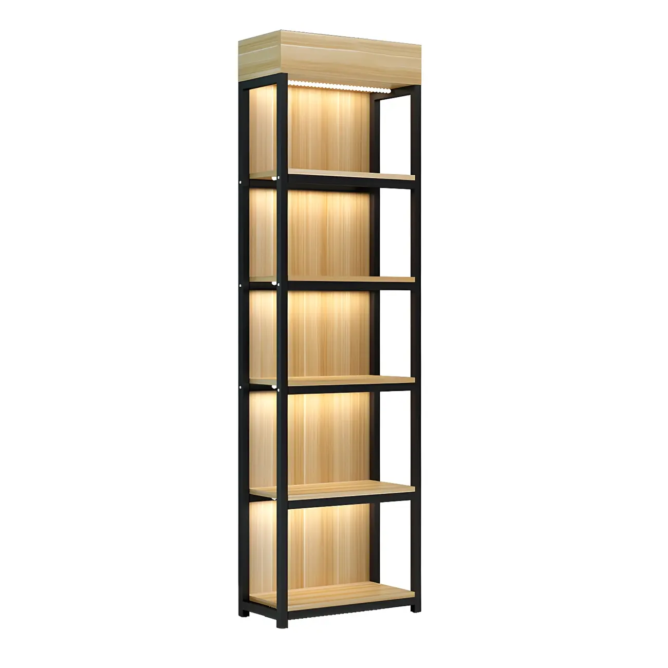 Modern Wood Open Multi-Shelf Large Display Cabinet Image - 3 | homeyfad