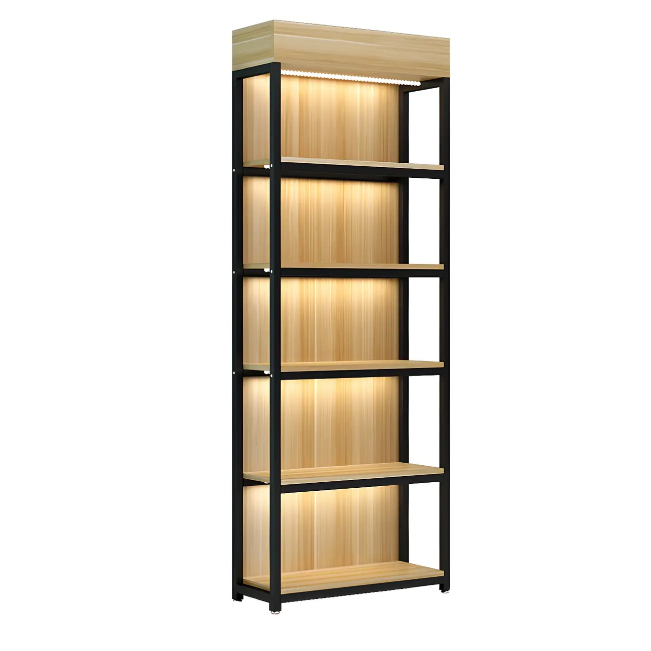 Modern Wood Open Multi-Shelf Large Display Cabinet Image - 5 | homeyfad