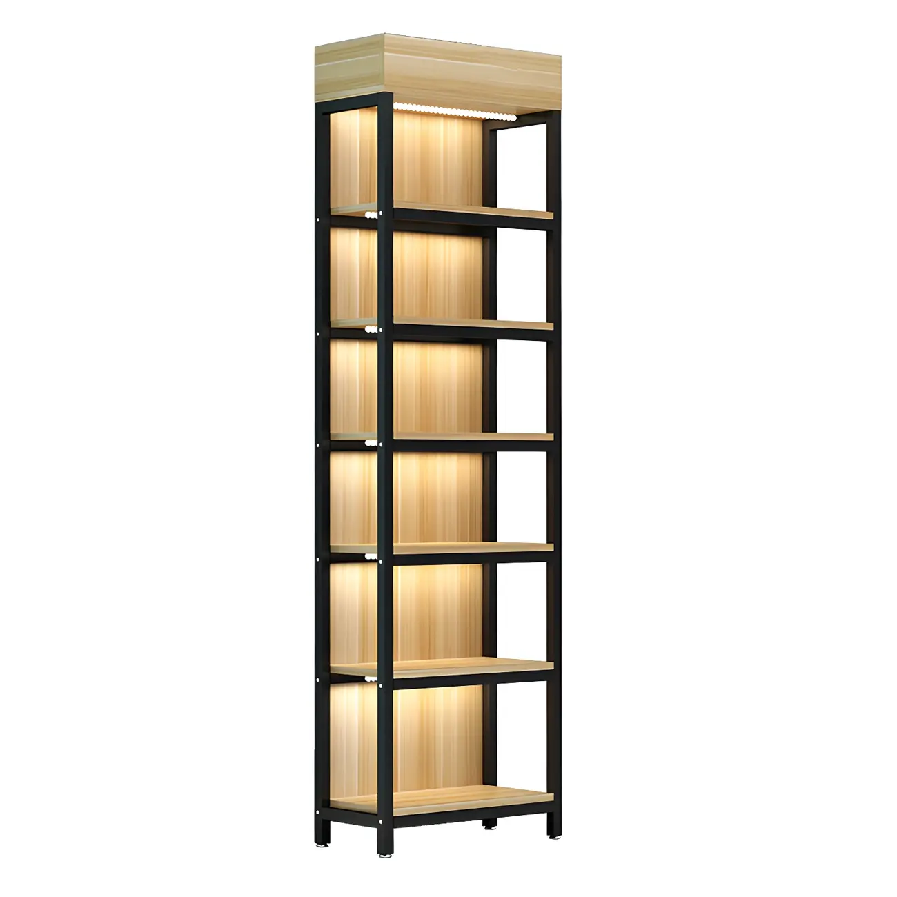 Modern Wood Open Multi-Shelf Large Display Cabinet Image - 17 | homeyfad