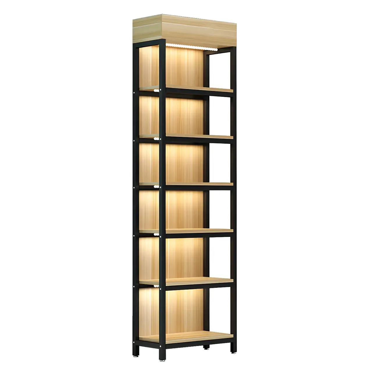 Modern Wood Open Multi-Shelf Large Display Cabinet Image - 17