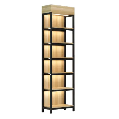 Modern Wood Open Multi-Shelf Large Display Cabinet Image - 17