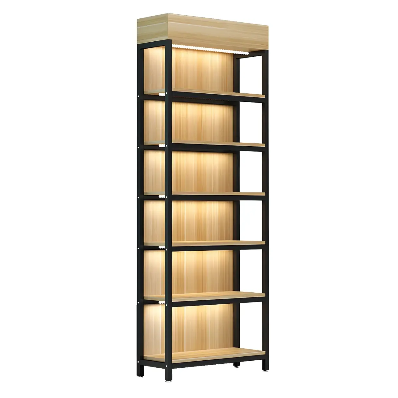 Modern Wood Open Multi-Shelf Large Display Cabinet Image - 18
