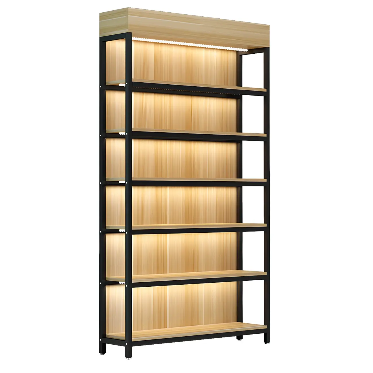 Modern Wood Open Multi-Shelf Large Display Cabinet Image - 20 | homeyfad