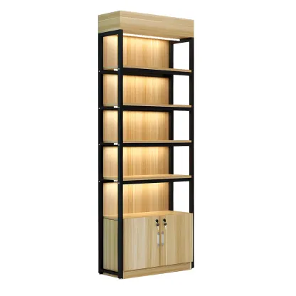 Modern Wood Open Multi-Shelf Large Display Cabinet Image - 22