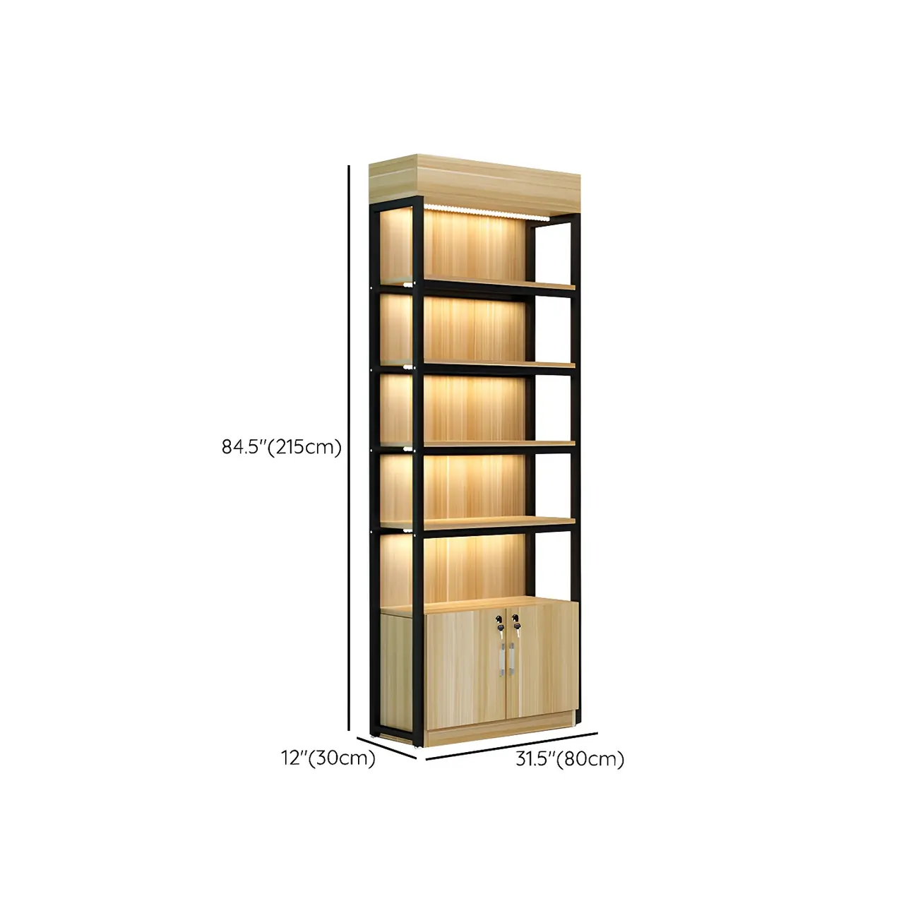 Modern Wood Open Multi-Shelf Large Display Cabinet Image - 32 | homeyfad