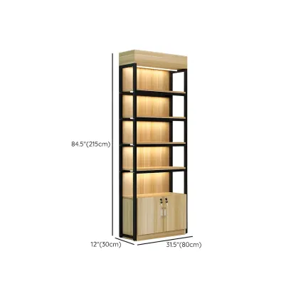 Modern Wood Open Multi-Shelf Large Display Cabinet Image - 32
