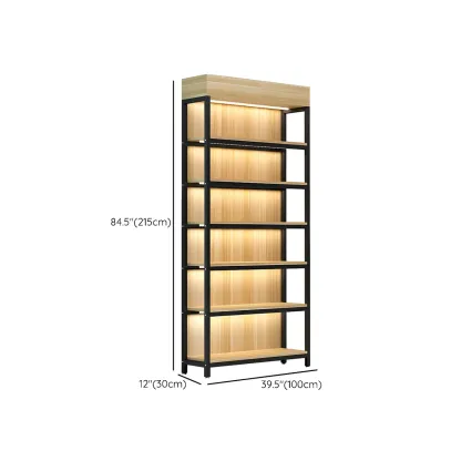 Modern Wood Open Multi-Shelf Large Display Cabinet Image - 34