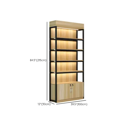 Modern Wood Open Multi-Shelf Large Display Cabinet Image - 36