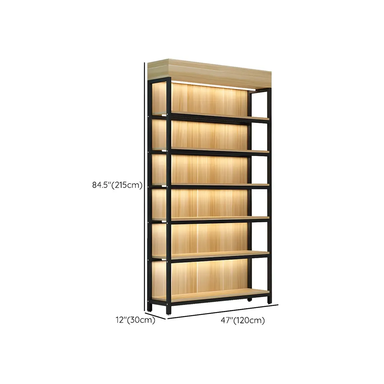Modern Wood Open Multi-Shelf Large Display Cabinet Image - 38