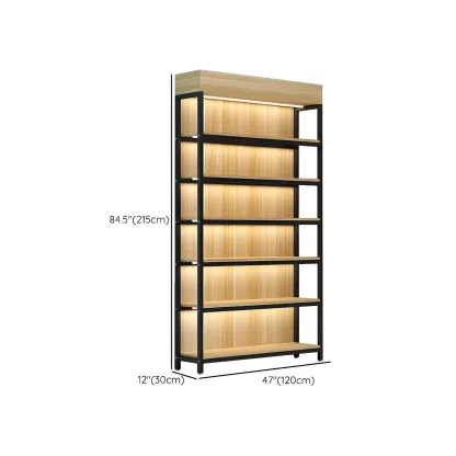 Modern Wood Open Multi-Shelf Large Display Cabinet Image - 38
