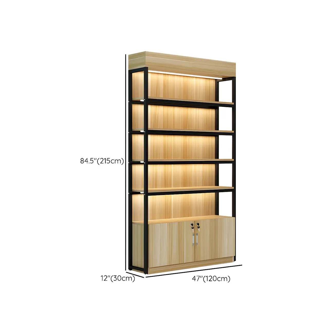Modern Wood Open Multi-Shelf Large Display Cabinet Image - 40 | homeyfad