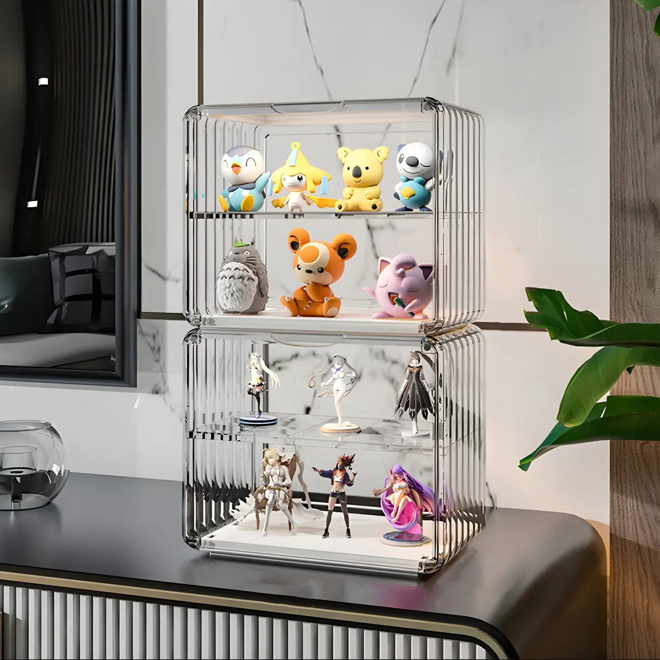 Stylish Stackable Green Clear Acrylic Display Cabinet Image - 2 | homeyfad