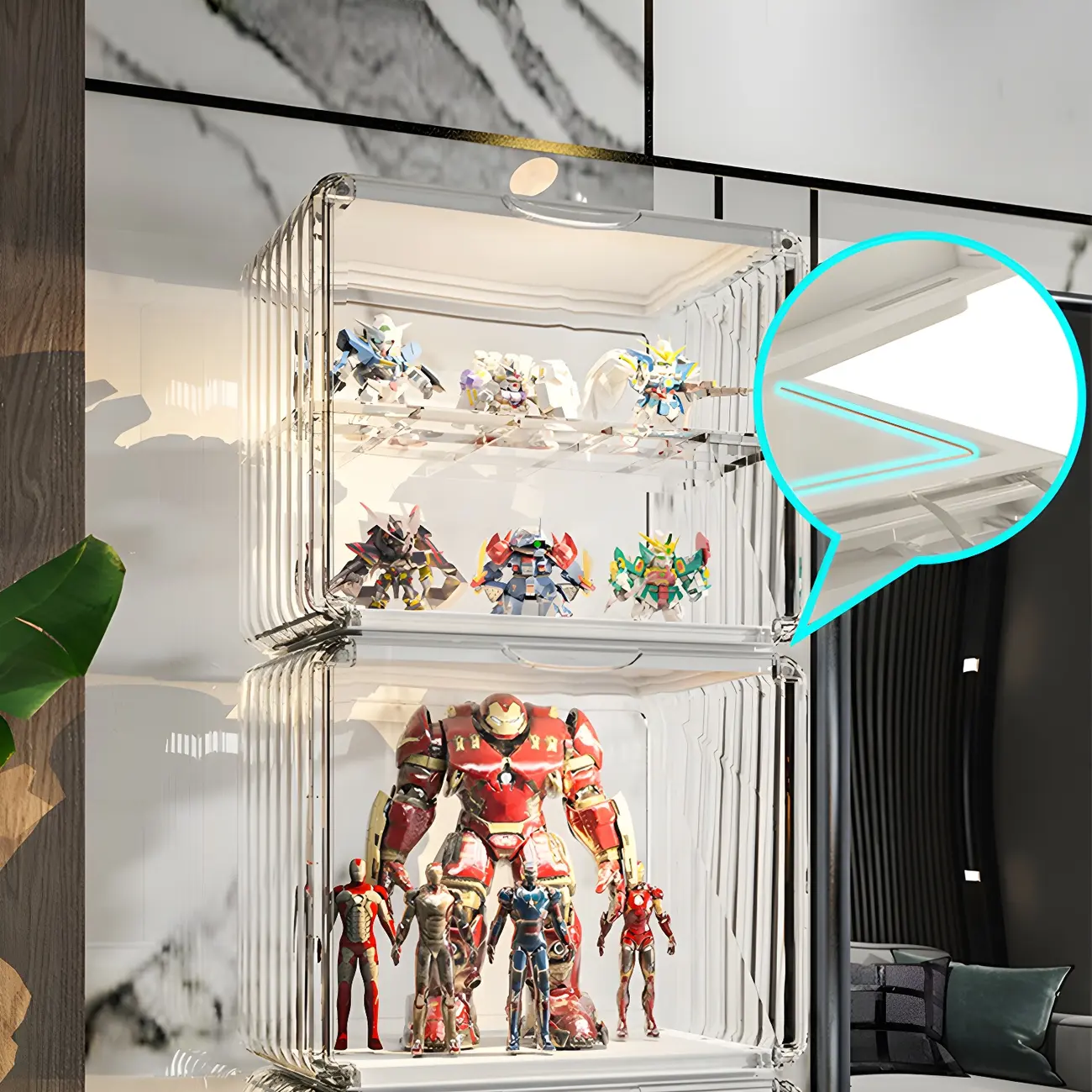 Stylish Stackable Green Clear Acrylic Display Cabinet Image - 7 | homeyfad