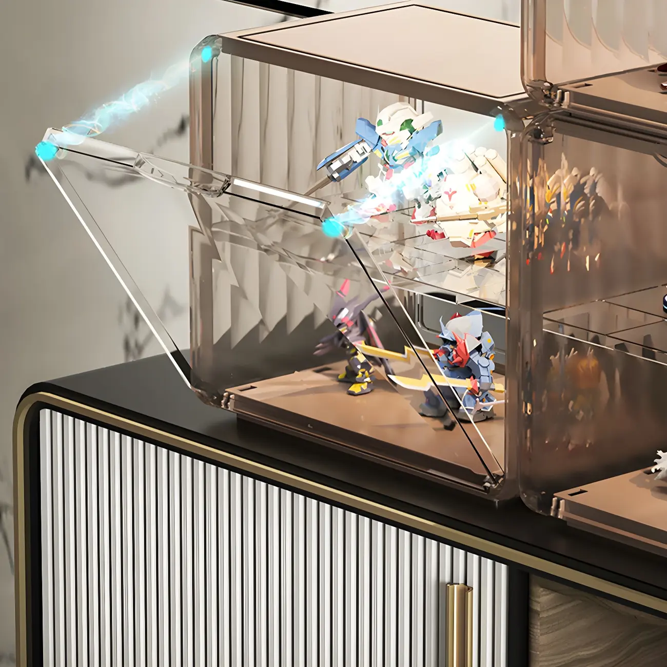 Stylish Stackable Green Clear Acrylic Display Cabinet Image - 11 | homeyfad