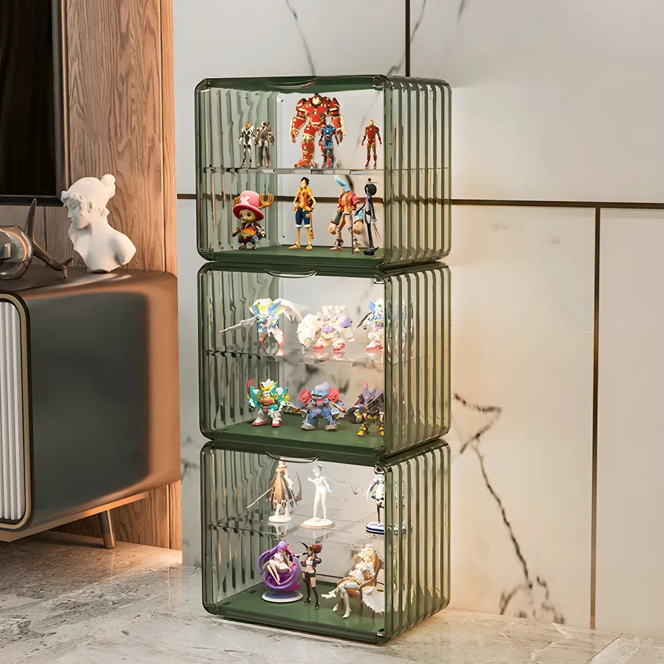 Stylish Stackable Green Clear Acrylic Display Cabinet Image - 18