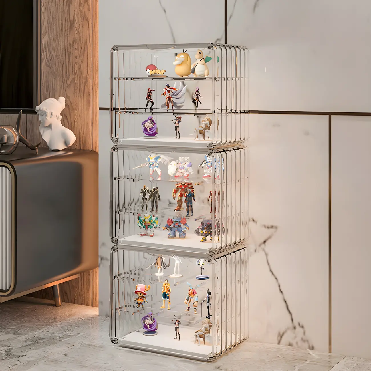 Stylish Stackable Green Clear Acrylic Display Cabinet Image - 21 | homeyfad