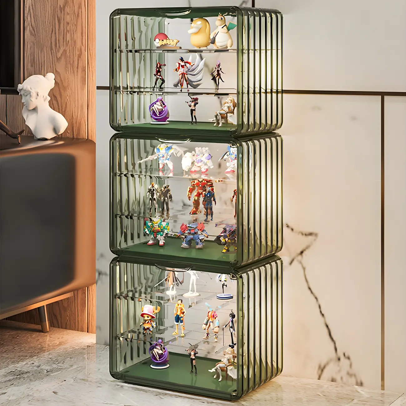 Stylish Stackable Green Clear Acrylic Display Cabinet Image - 22 | homeyfad