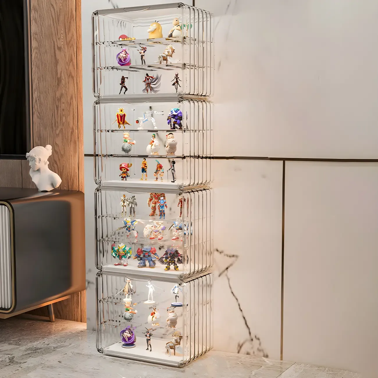 Stylish Stackable Green Clear Acrylic Display Cabinet Image - 29