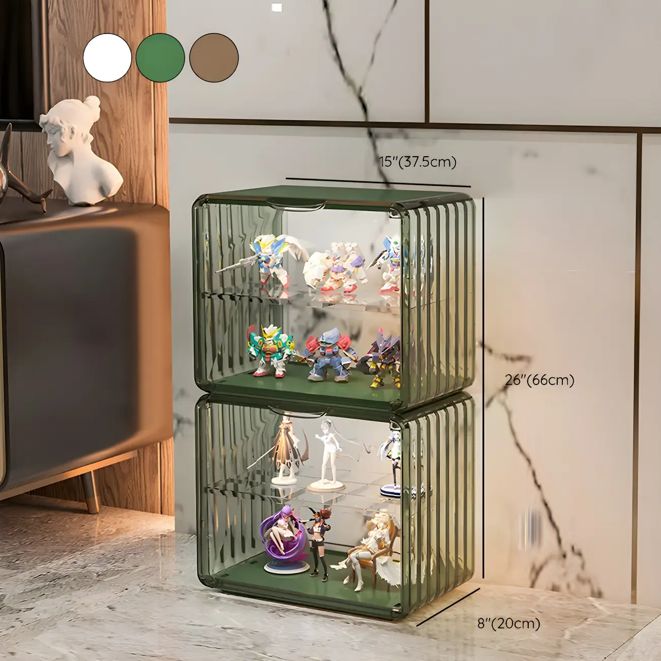 Stylish Stackable Green Clear Acrylic Display Cabinet #size