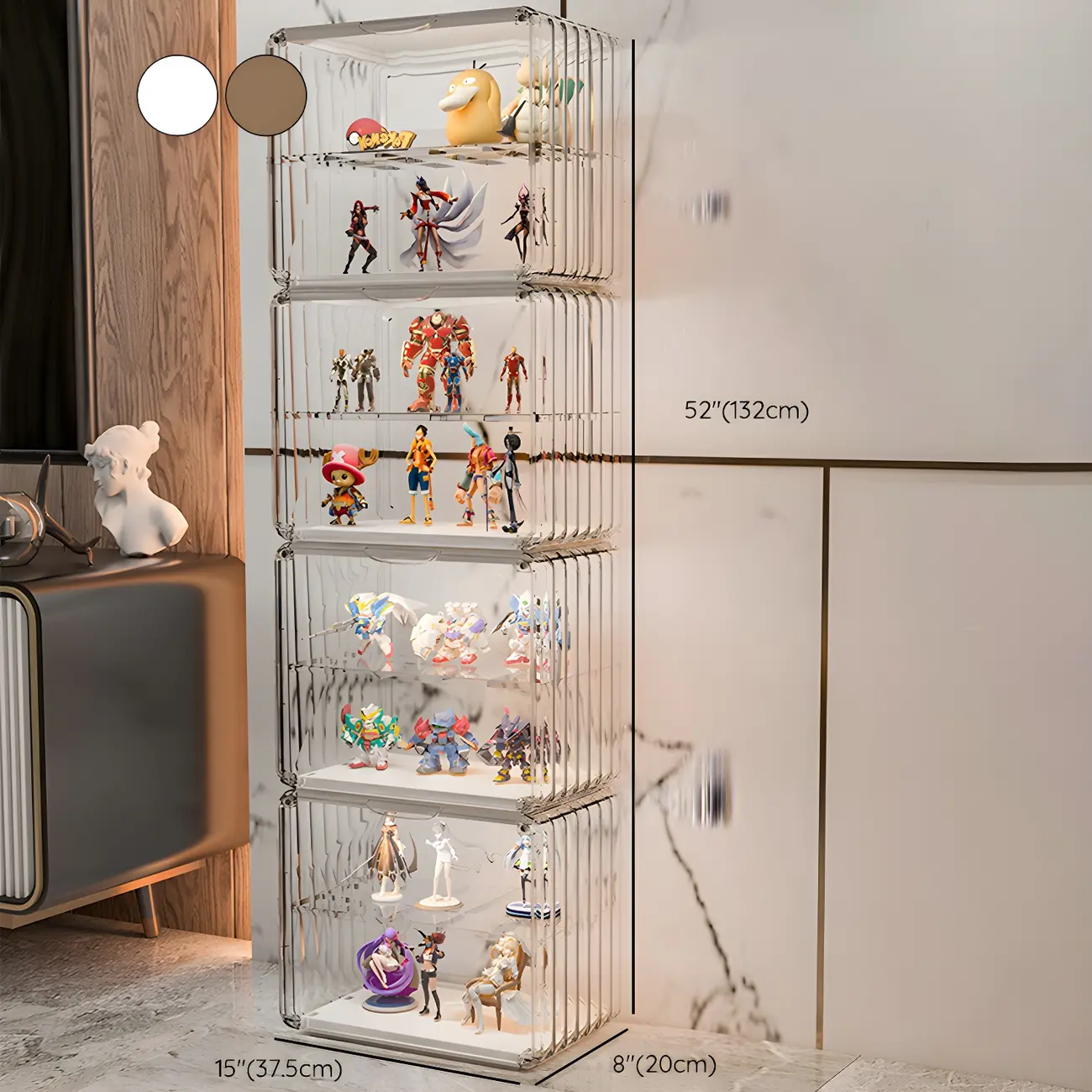 Stylish Stackable Green Clear Acrylic Display Cabinet Image - 36 | homeyfad