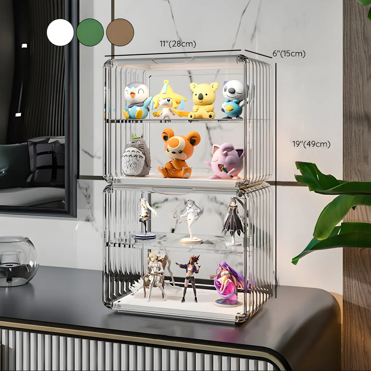 Stylish Stackable Green Clear Acrylic Display Cabinet Image - 38 | homeyfad