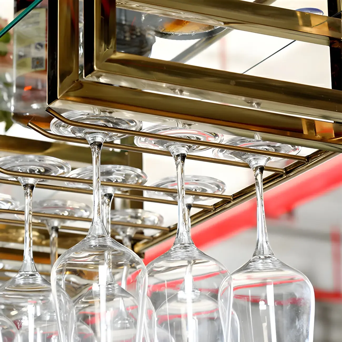 Glam Gold Metal Large Hanging Wine Rack Image - 9