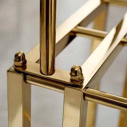 Glam Gold Metal Large Hanging Wine Rack Image - 11