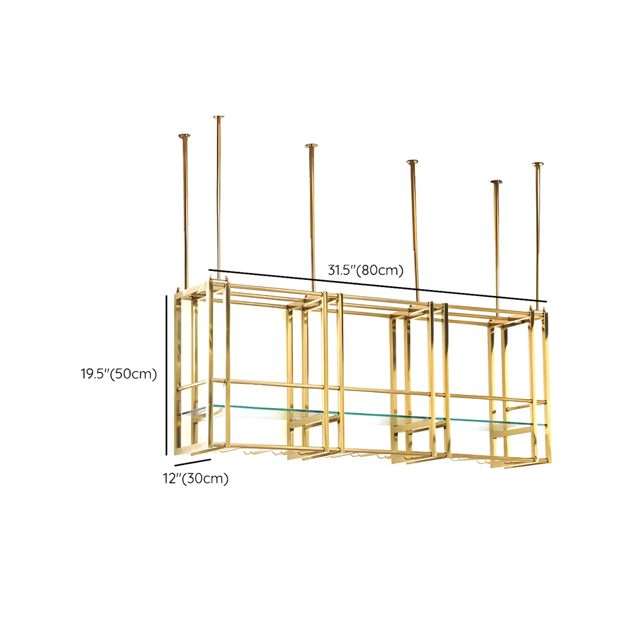 Glam Gold Metal Large Hanging Wine Rack #size | homeyfad