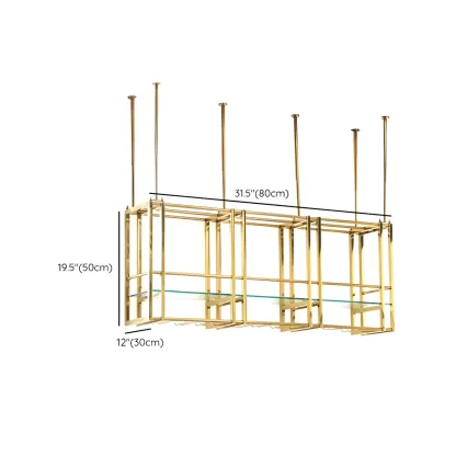 Glam Gold Metal Large Hanging Wine Rack #size