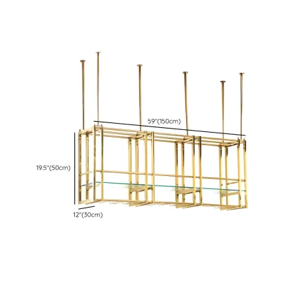 Glam Gold Metal Large Hanging Wine Rack Image - 16