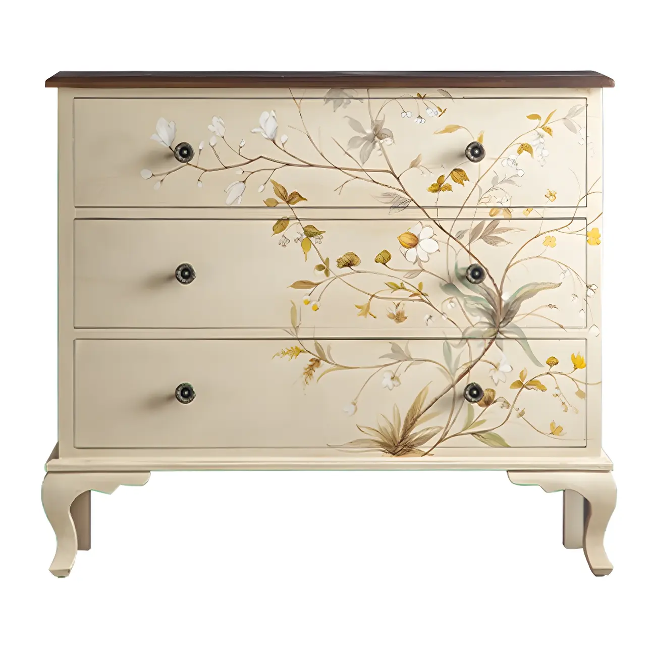 Traditional Floral Wooden Dresser with Drawers for Bedroom Image - 5 | homeyfad