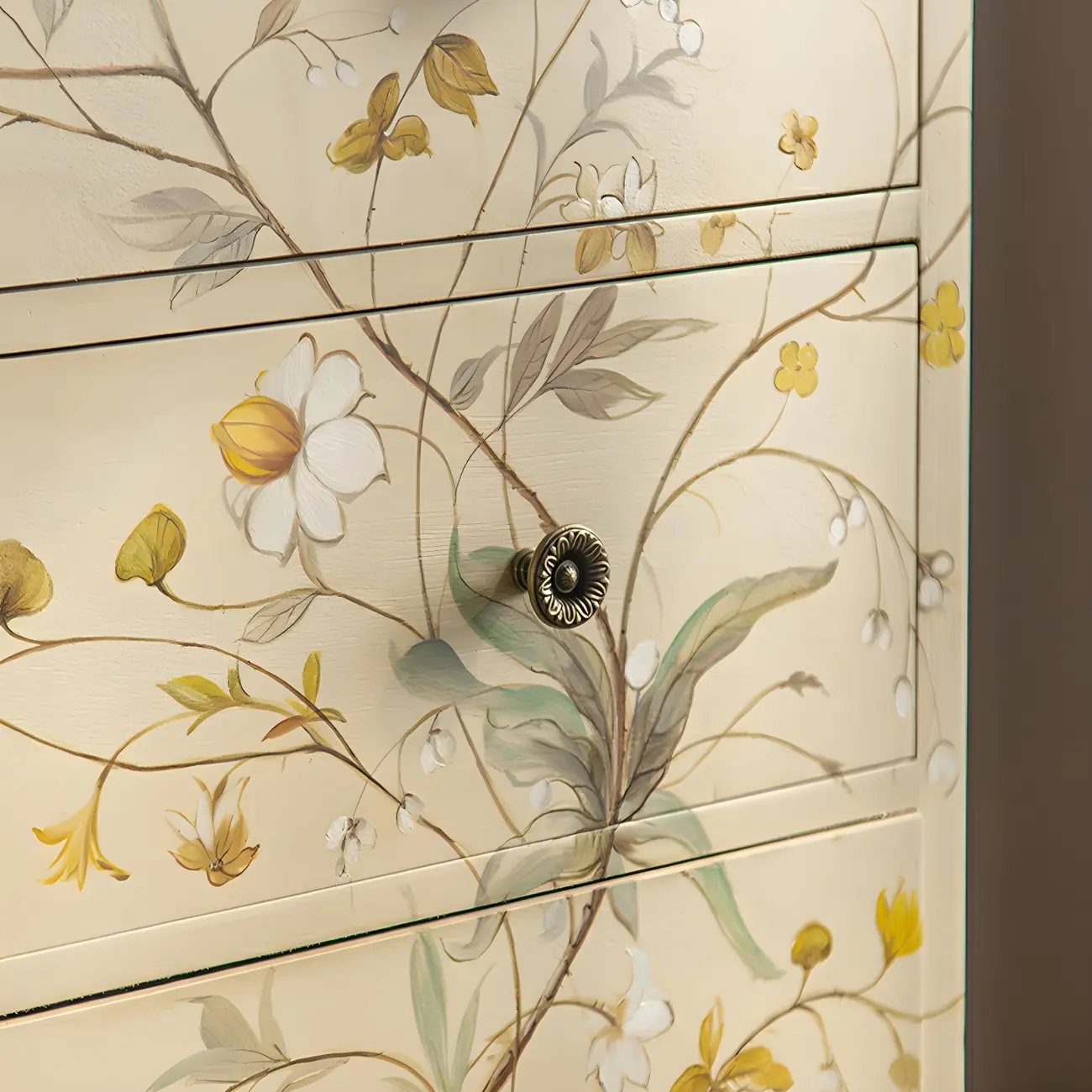 Traditional Floral Wooden Dresser with Drawers for Bedroom Image - 7 | homeyfad