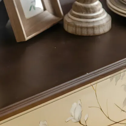 Traditional Floral Wooden Dresser with Drawers for Bedroom Image - 8