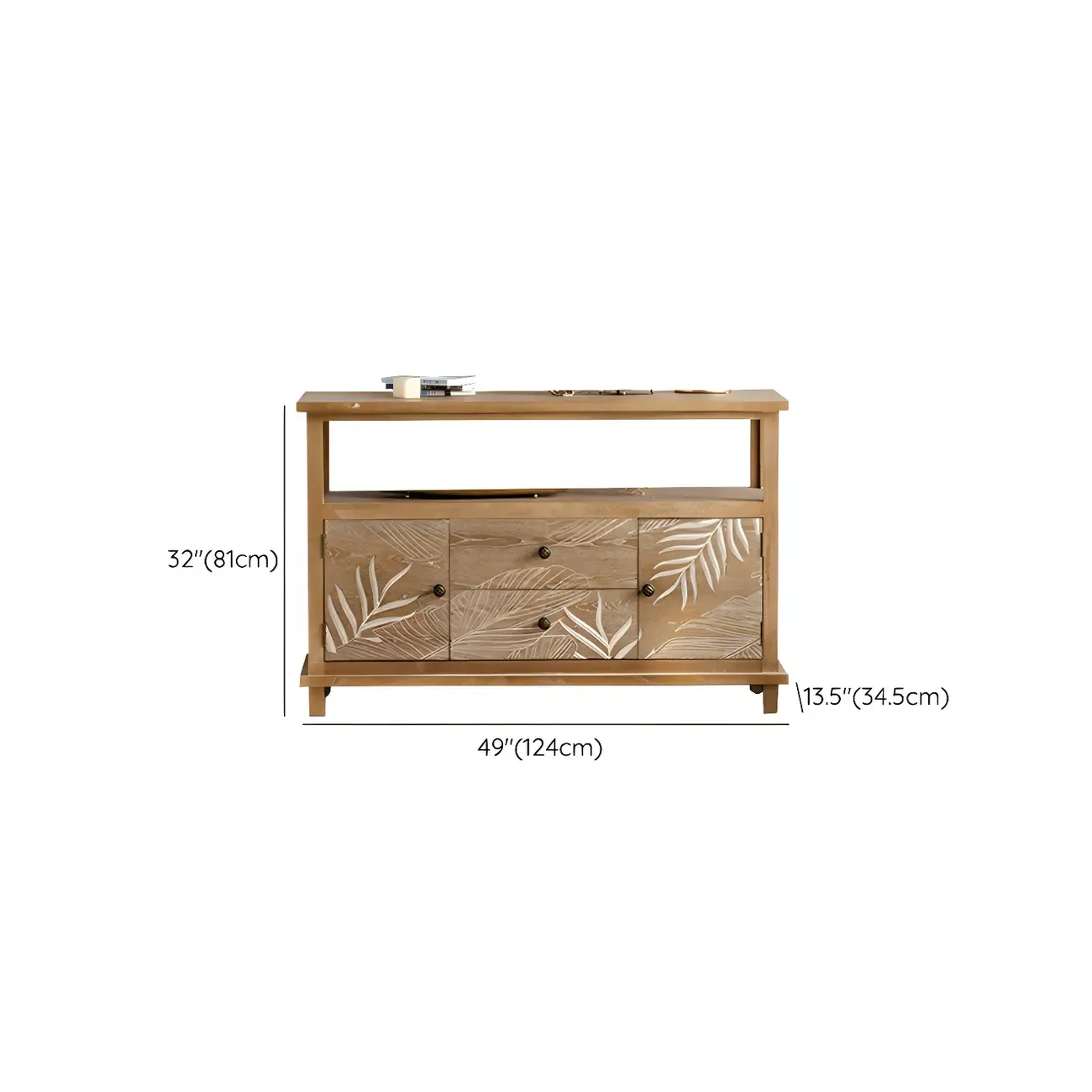 Traditional Floral Wooden Dresser with Drawers for Bedroom Image - 16