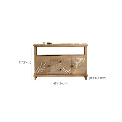 Traditional Floral Wooden Dresser with Drawers for Bedroom Image - 16