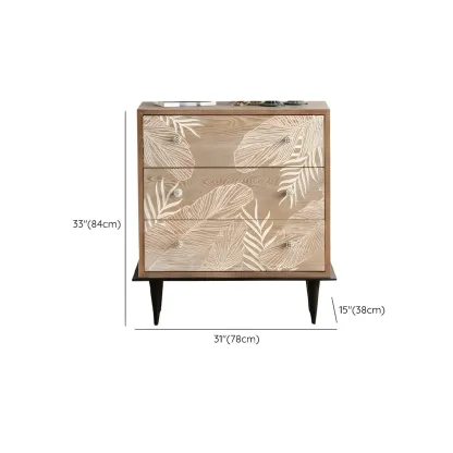 Traditional Floral Wooden Dresser with Drawers for Bedroom Image - 17