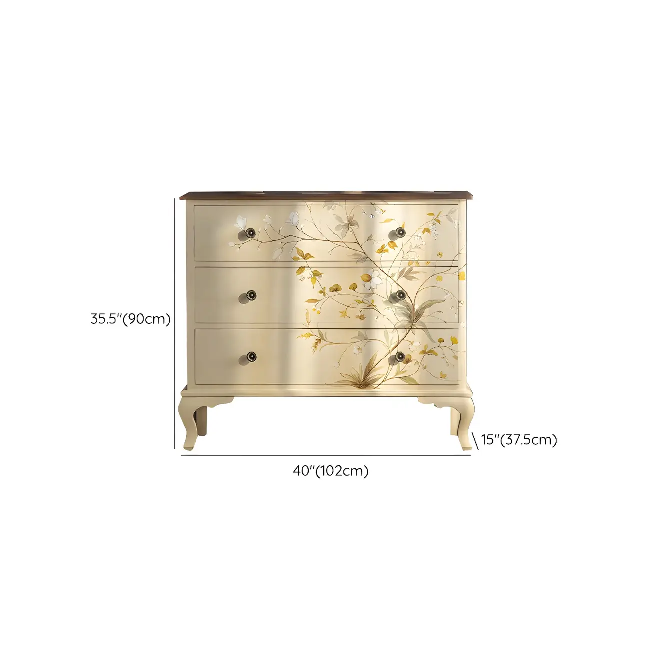 Traditional Floral Wooden Dresser with Drawers for Bedroom Image - 18 | homeyfad