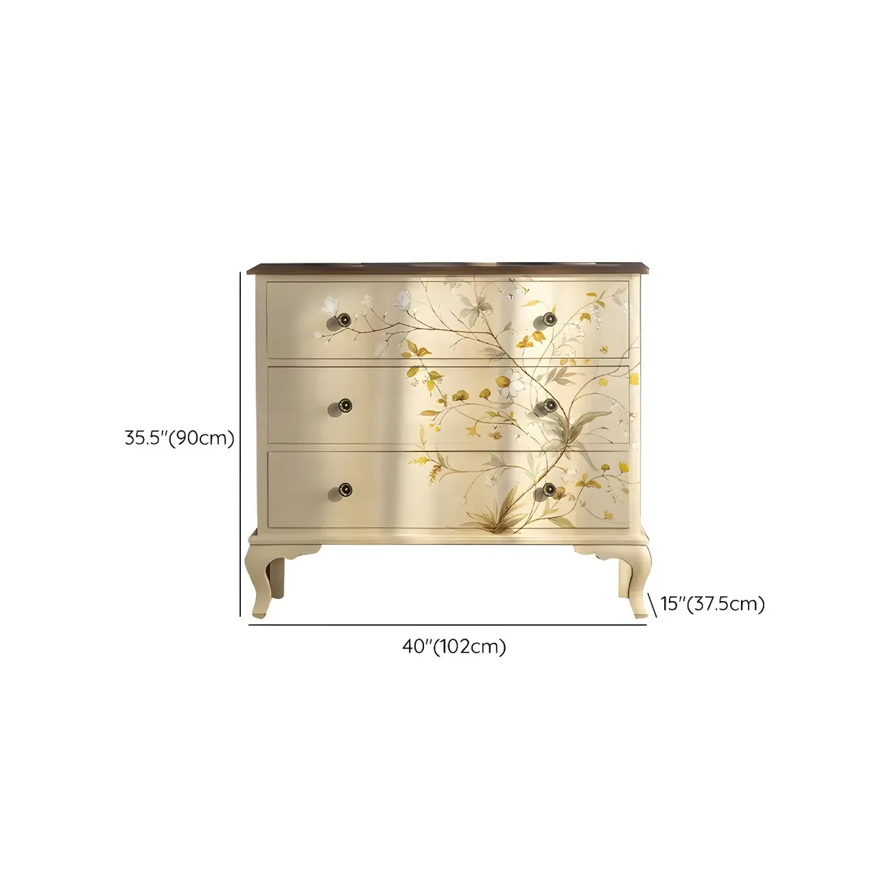 Traditional Floral Wooden Dresser with Drawers for Bedroom Image - 18