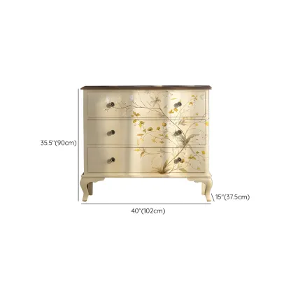 Traditional Floral Wooden Dresser with Drawers for Bedroom Image - 18