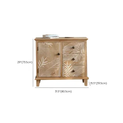 Traditional Floral Wooden Dresser with Drawers for Bedroom Image - 19