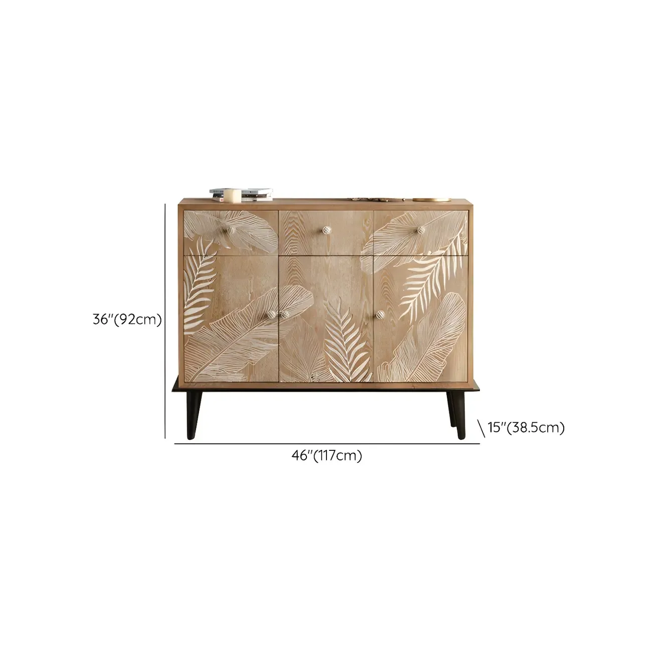 Traditional Floral Wooden Dresser with Drawers for Bedroom Image - 20