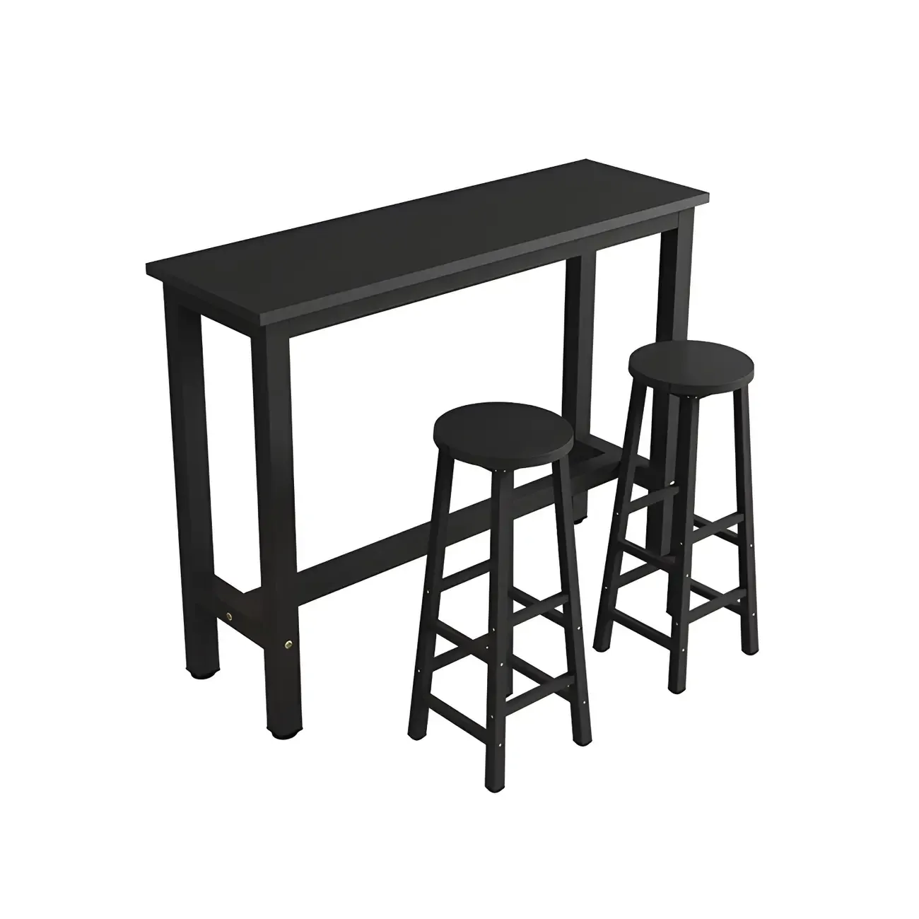 Sleek Modern Black Wooden Counter Height Bar Table for Kitchen Image - 2