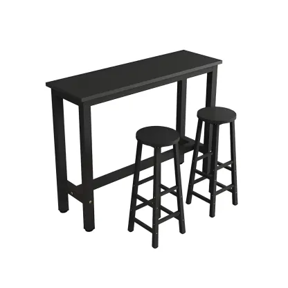 Sleek Modern Black Wooden Counter Height Bar Table for Kitchen Image - 2