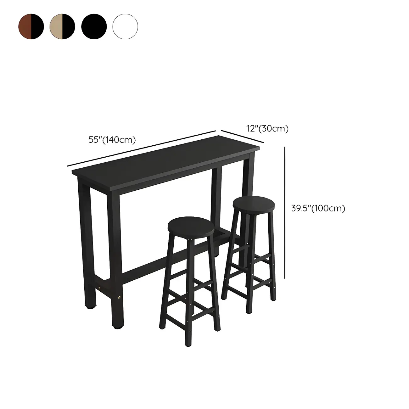 Sleek Modern Black Wooden Counter Height Bar Table for Kitchen Image - 13 | homeyfad