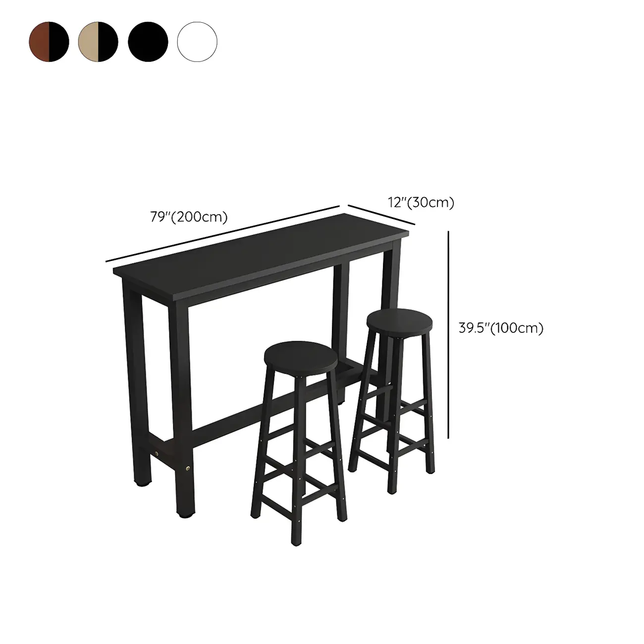 Sleek Modern Black Wooden Counter Height Bar Table for Kitchen Image - 16 | homeyfad